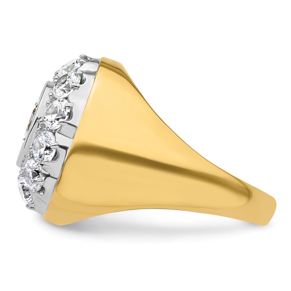 IBGoodman 14k Two-Tone 2 1/2 carat Lab Grown Diamond VS/SI+ G+ Semi-Mount Men's Cluster Ring