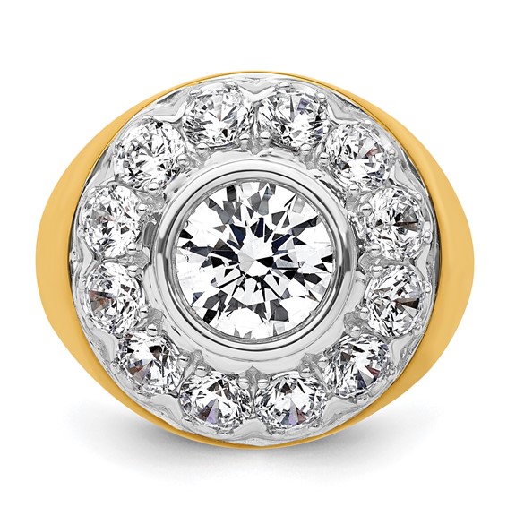 IBGoodman 14k Two-Tone 2 1/2 carat Lab Grown Diamond VS/SI+ G+ Semi-Mount Men's Cluster Ring