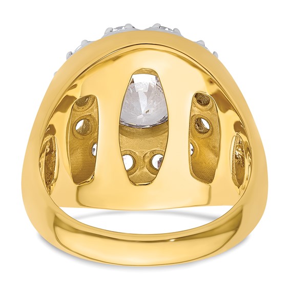 IBGoodman 14k Two-Tone 2 1/2 carat Lab Grown Diamond VS/SI+ G+ Semi-Mount Men's Cluster Ring