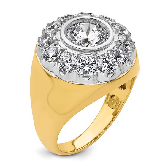 IBGoodman 14k Two-Tone 2 1/2 carat Lab Grown Diamond VS/SI+ G+ Semi-Mount Men's Cluster Ring