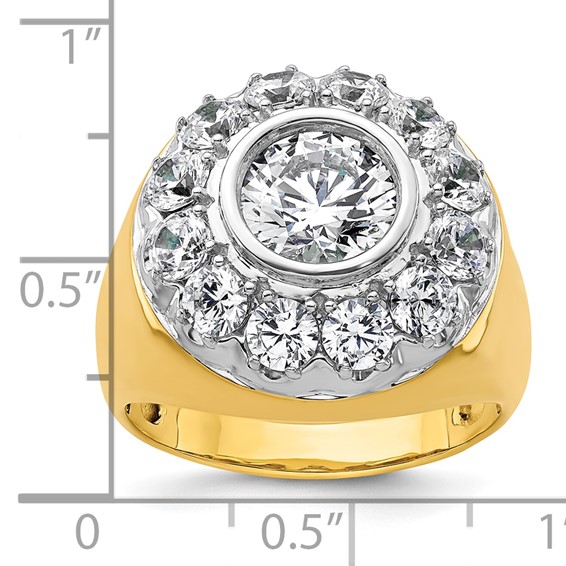 IBGoodman 14k Two-Tone 2 1/2 carat Lab Grown Diamond VS/SI+ G+ Semi-Mount Men's Cluster Ring