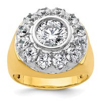 IBGoodman 14K Two-Tone 2.50 Carat Lab Grown Diamond VS SI+ G+ Semi-Mount Men's Cluster Ring view 1