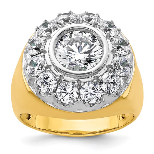 IBGoodman 14K Two-Tone 2.50 Carat Lab Grown Diamond VS SI+ G+ Semi-Mount Men's Cluster Ring