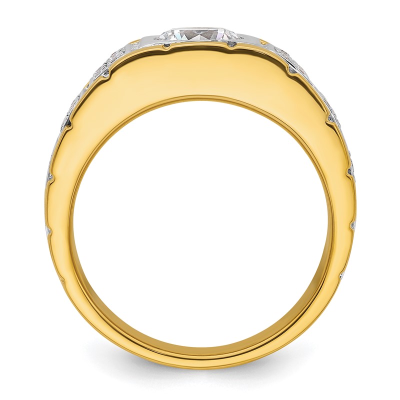 IBGoodman 14k Two-tone 1 5/8 carat Lab Grown Diamond VS/SI+ G+ Complete Polished and Satin Men's Ring