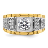 IBGoodman 14K Two-tone 0.38 Carat Lab Grown Diamond VS SI+ G+ Semi Mount Polished and Satin Men's Ring view 4