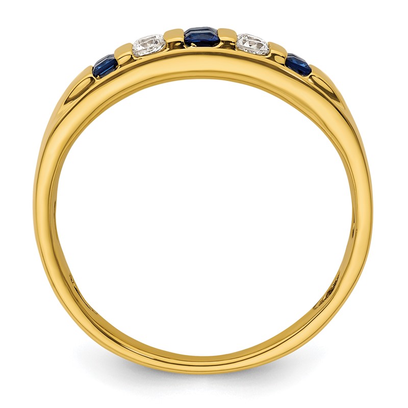 IBGoodman 14k 1 1/4 carat Lab Grown Diamond VS/SI+ G+ and Lab Created Blue Sapphire Complete Men's Ring