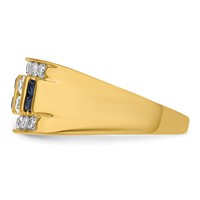 IBGoodman 14K Yellow Gold 1.25 Carat Lab Grown Diamond VS SI+ G+ and Lab Created Blue Sapphire Complete Men's Ring view 3