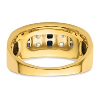IBGoodman 14K Yellow Gold 1.25 Carat Lab Grown Diamond VS SI+ G+ and Lab Created Blue Sapphire Complete Men's Ring view 5