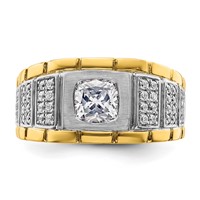 IBGoodman 14K Two Tone 1.38 Carat Lab Grown Diamond VS SI+ G+ Complete Polished Men's Ring view 4