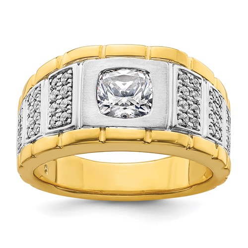 IBGoodman 14K Two Tone 0.38 Carat Lab Grown Diamond VS SI+ G+ Semi Mount Polished Men's Ring