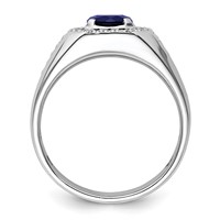 IBGoodman 14K White Gold 0.50 Carat Lab Grown Diamond VS SI+ G+ and Created Blue Sapphire Complete Men's Ring view 2