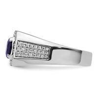 IBGoodman 14K White Gold 0.50 Carat Lab Grown Diamond VS SI+ G+ and Created Blue Sapphire Complete Men's Ring view 3