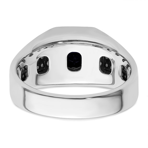 IBGoodman 14k White Gold 1/2 carat Lab Grown Diamond VS/SI+ G+ and Created Blue Sapphire Complete Men's Ring
