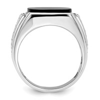 IBGoodman 14K White Gold 0.62 Carat Lab Grown Diamond VS SI+ G+ and Onyx Complete Men's Ring view 2