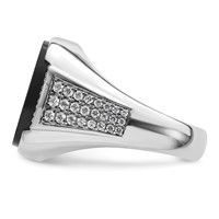 IBGoodman 14K White Gold 0.62 Carat Lab Grown Diamond VS SI+ G+ and Onyx Complete Men's Ring view 3
