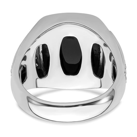 IBGoodman 14k White Gold 5/8 carat Lab Grown Diamond VS/SI+ G+ and Onyx Complete Men's Ring