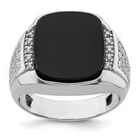 IBGoodman 14K White Gold 0.62 Carat Lab Grown Diamond VS SI+ G+ and Onyx Complete Men's Ring view 1