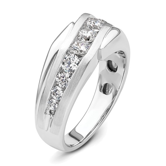 IBGoodman 14k White Gold 1 3/8 carat Lab Grown Diamond VS/SI+ G+ Complete Satin Men's Ring