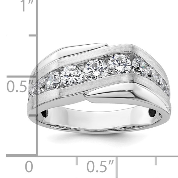 IBGoodman 14k White Gold 1 3/8 carat Lab Grown Diamond VS/SI+ G+ Complete Satin Men's Ring