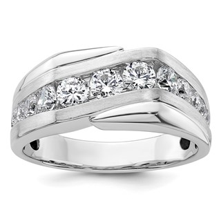 IBGoodman 14k White Gold 1 3/8 carat Lab Grown Diamond VS/SI+ G+ Complete Satin Men's Ring