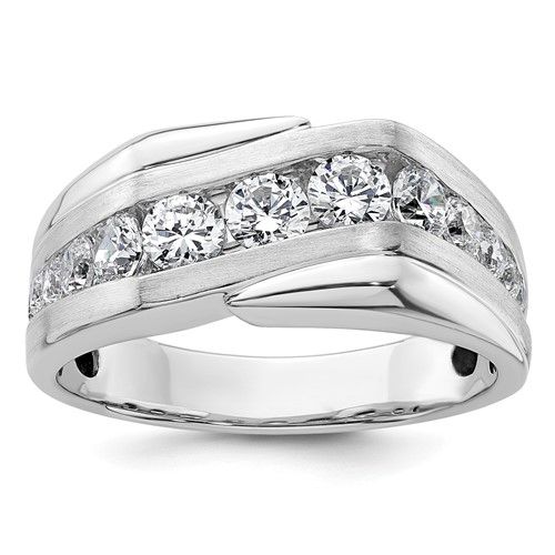 IBGoodman 14K White Gold 1.38 Carat Lab Grown Diamond VS SI+ G+ Complete Satin Men's Ring