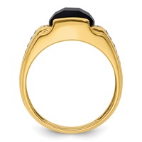 IBGoodman 14K Yellow Gold 0.12 Carat Lab Grown Diamond VS SI+ G+ and Onyx Complete Men's Ring view 2