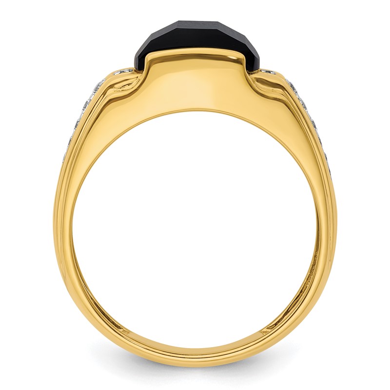 IBGoodman 14k 1/8 carat Lab Grown Diamond VS/SI+ G+ and Onyx Complete Men's Ring