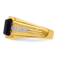 IBGoodman 14K Yellow Gold 0.12 Carat Lab Grown Diamond VS SI+ G+ and Onyx Complete Men's Ring view 3