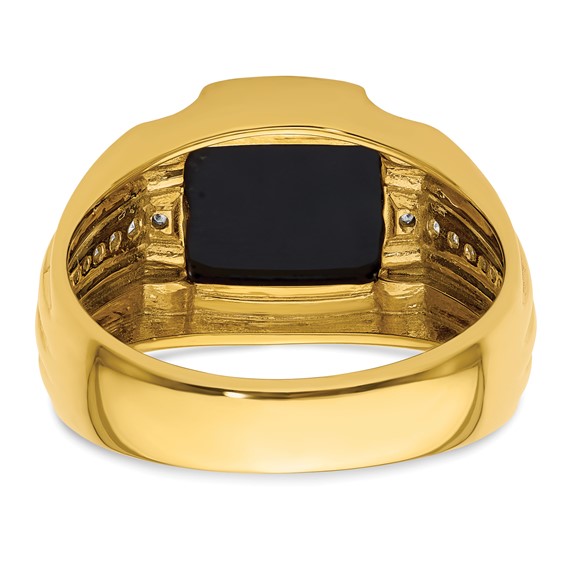 IBGoodman 10k 1/8 carat Lab Grown Diamond VS/SI+ G+ and Onyx Complete Men's Ring