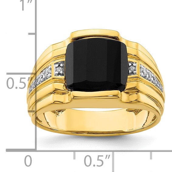 IBGoodman 14k 1/8 carat Lab Grown Diamond VS/SI+ G+ and Onyx Complete Men's Ring