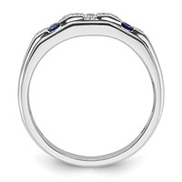 IBGoodman 14K White Gold 0.20 Carat Lab Grown Diamond VS SI+ G+ and Lab Created Blue Sapphire Complete Men's Ring view 2