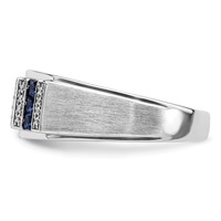 IBGoodman 14K White Gold 0.20 Carat Lab Grown Diamond VS SI+ G+ and Lab Created Blue Sapphire Complete Men's Ring view 3