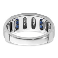 IBGoodman 14K White Gold 0.20 Carat Lab Grown Diamond VS SI+ G+ and Lab Created Blue Sapphire Complete Men's Ring view 5