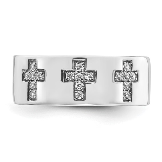 IBGoodman 14k White Gold 1/5 carat Lab Grown Diamond VS/SI+ G+ Complete Cross Men's Ring