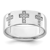 IBGoodman 14K White Gold 0.20 Carat Lab Grown Diamond VS SI+ G+ Complete Cross Men's Ring view 1