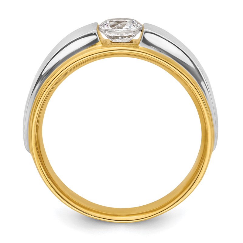 IBGoodman 14k Two-tone 3/4 carat Lab Grown Diamond VS/SI+ G+ Complete Satin Men's Ring