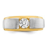 IBGoodman 14K Two-tone 0.75 Carat Lab Grown Diamond VS SI+ G+ Complete Satin Men's Ring view 4