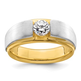 IBGoodman 14k Two-tone 3/4 carat Lab Grown Diamond VS/SI+ G+ Complete Satin Men's Ring
