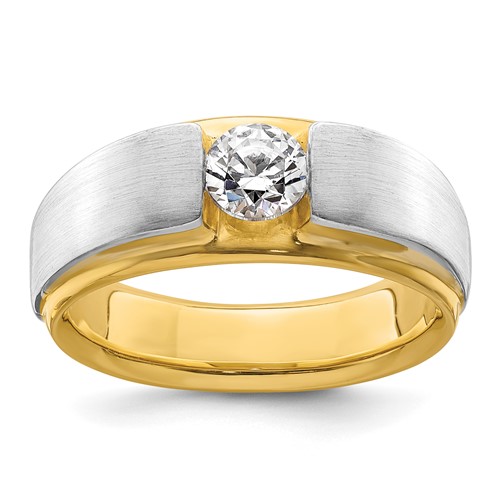 IBGoodman 14K Two-tone 0.75 Carat Lab Grown Diamond VS SI+ G+ Complete Satin Men's Ring