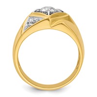IBGoodman 14K Yellow Gold Ring with White Rhodium 0.88 Carat Lab Grown Diamond VS SI+ G+ Complete Polished and Satin Men's view 2