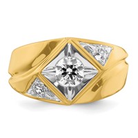IBGoodman 14K Yellow Gold Ring with White Rhodium 0.88 Carat Lab Grown Diamond VS SI+ G+ Complete Polished and Satin Men's view 4