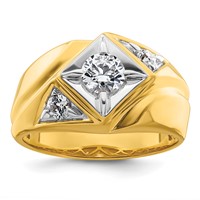 IBGoodman 14K Yellow Gold Ring with White Rhodium 0.88 Carat Lab Grown Diamond VS SI+ G+ Complete Polished and Satin Men's view 1
