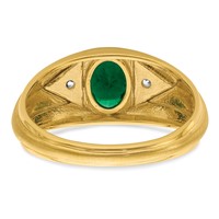 IBGoodman 14K Yellow Gold 0.10 Carat Lab Grown Diamond VS SI+ G+ and Created Emerald Complete Men's Ring view 5