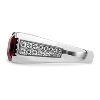 IBGoodman 14K White Gold 0.62 Carat Lab Grown Diamond VS SI+ G+ and Created Ruby Complete Men's Ring view 3