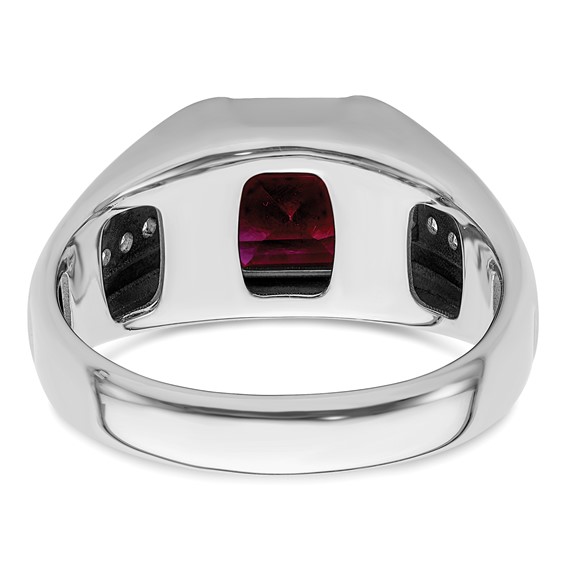IBGoodman 14k White Gold 5/8 carat Lab Grown Diamond VS/SI+ G+ and Created Ruby Complete Men's Ring