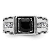 IBGoodman 14K White Gold Black Rhodium 0.88 Carat Lab Grown Diamond VS SI+ G+ and Onyx Complete Men's Ring view 4