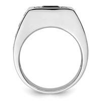 IBGoodman 14K White Gold Black Rhodium 1.33 Carat Lab Grown Diamond VS SI+ G+ and Onyx Complete Men's Ring view 2