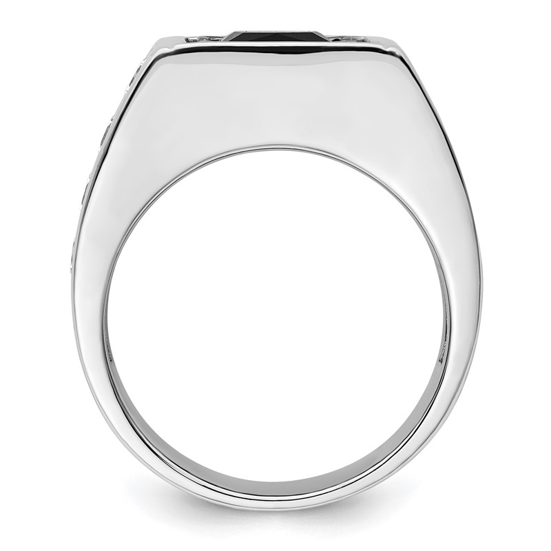 IBGoodman 14k White Gold Black Rhodium 1 1/3 carat Lab Grown Diamond VS/SI+ G+ and Onyx Complete Men's Ring