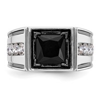 IBGoodman 14K White Gold Black Rhodium 1.33 Carat Lab Grown Diamond VS SI+ G+ and Onyx Complete Men's Ring view 4