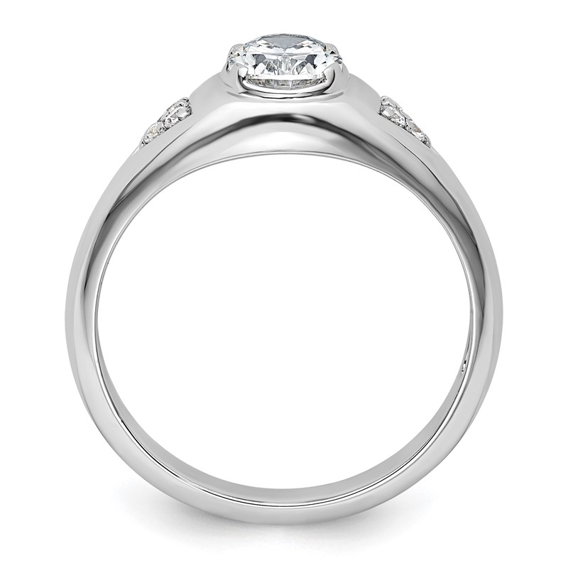 IBGoodman 14k White Gold 1/10 carat Lab Grown Diamond 1 carat Oval Center Semi Mount Men's Ring